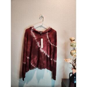 Aqua Tie-Dye Long-Sleeve Top, NWT, Size M,‎ Burgundy Casual Lightweight Pullover